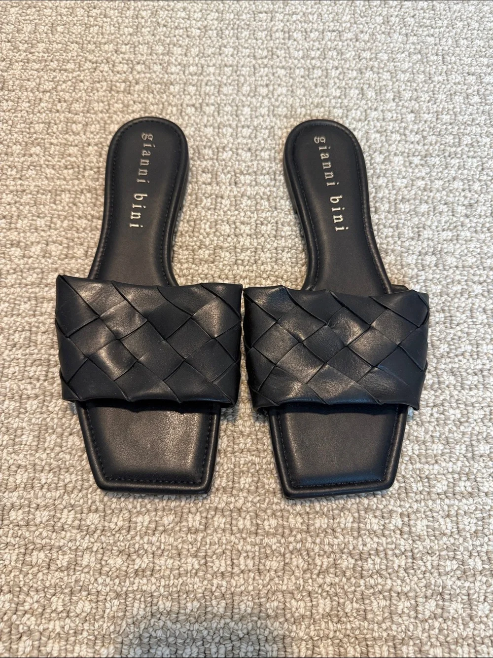 Gianni Bini Black Woven Slide Mules